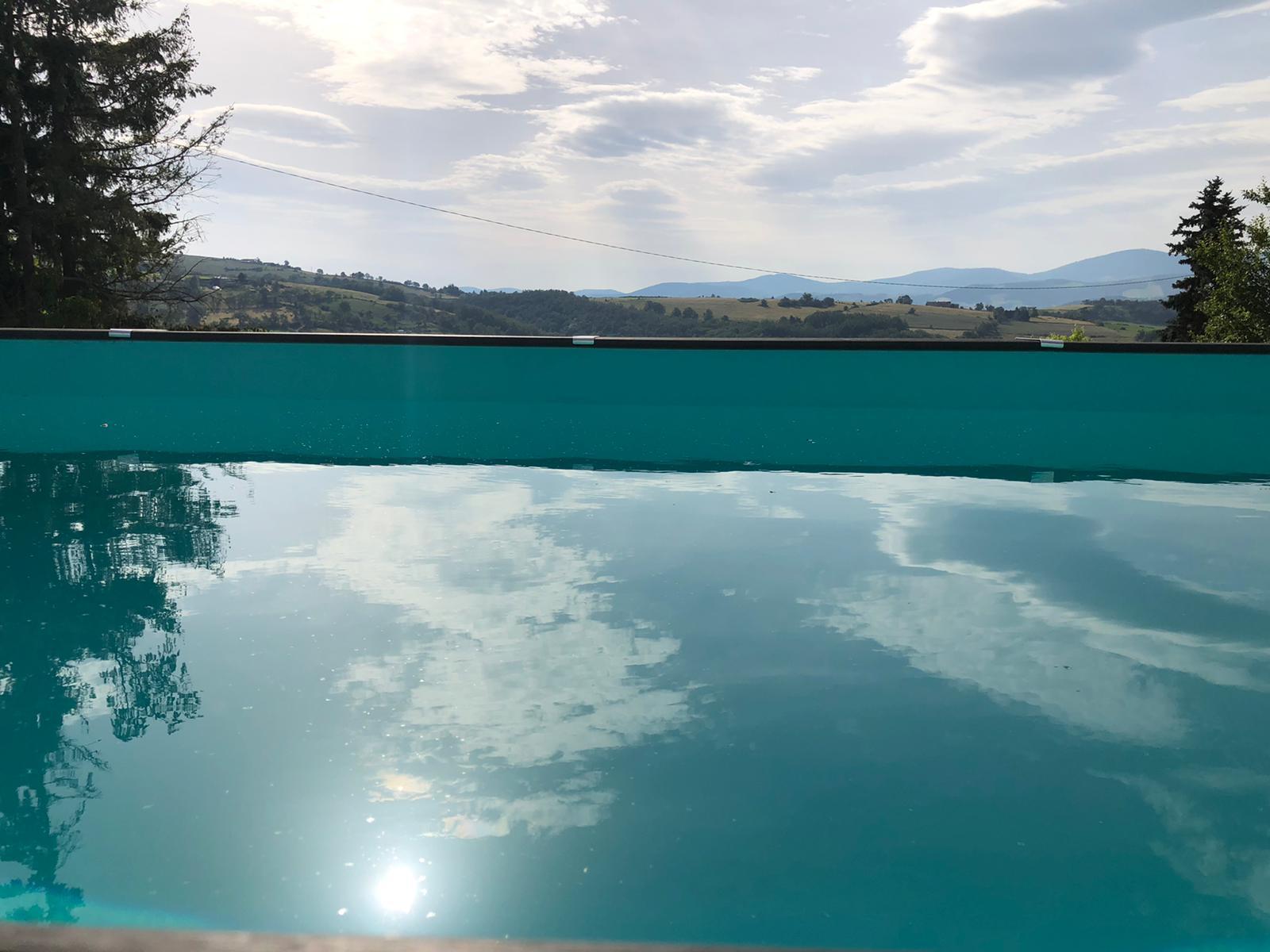 Rectangular pool seen from inside